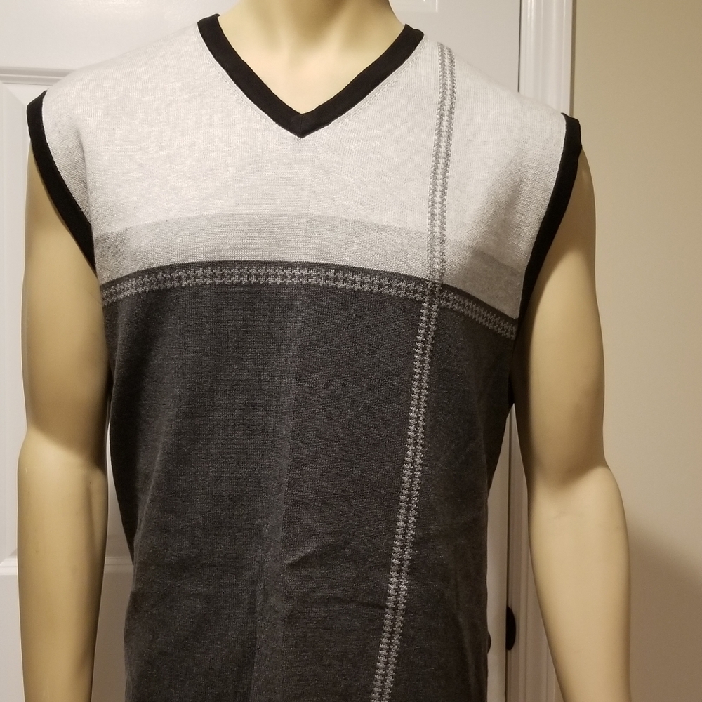 new GEOFFREY BEENE XL Mens V Neck cotton sweater vest big and tall fit casual